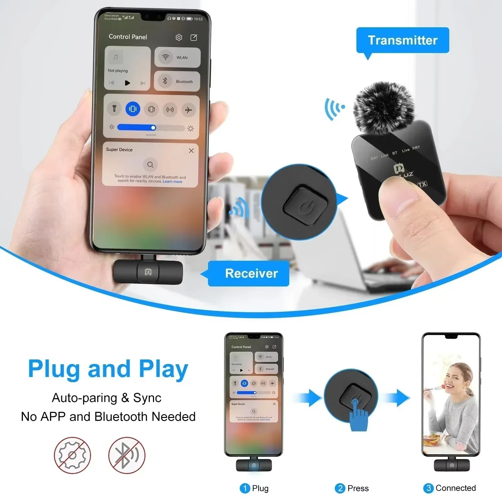 Wireless Lavalier Microphone E - đánh giá và giá Condenser Microphone Kit